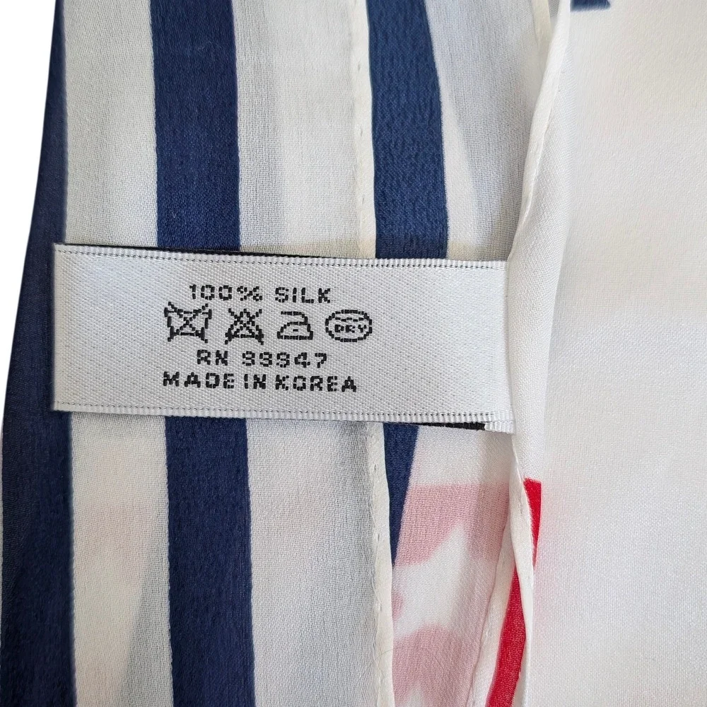 Vintage USA Olympic Silk Scarf Red White Blue Stars Stripes Bob Beamon Design